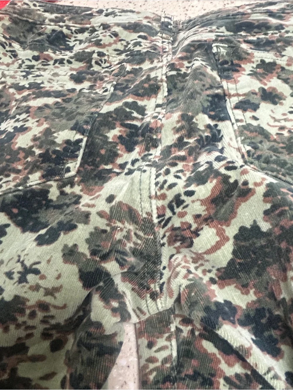 Anthropology Pilcro, corduroy Green Camouflage Skinny Jeans